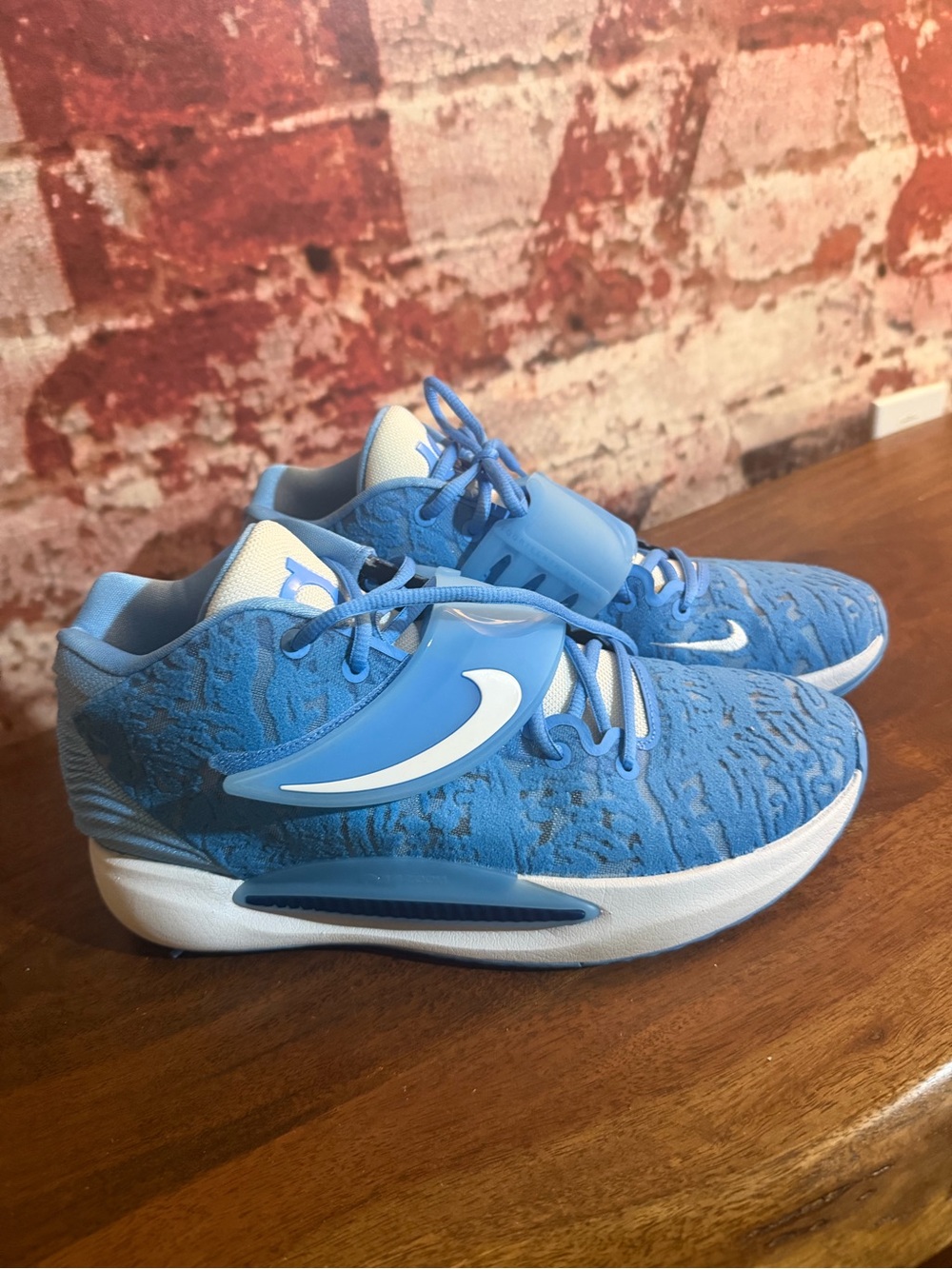 KD Nike Light Blue Athletic Basketball Sneakers with White Swoosh